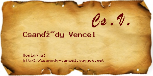 Csanády Vencel névjegykártya